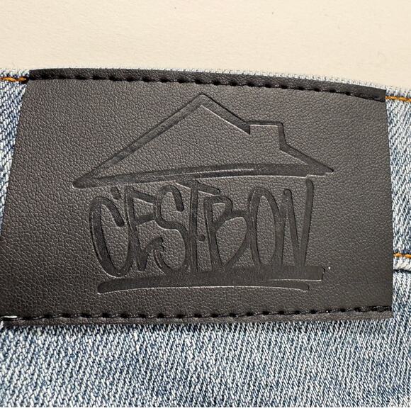 Men's C’est Bon Moneybag Graffiti Style Denim Jeans Size XL - Picture 5 of 8